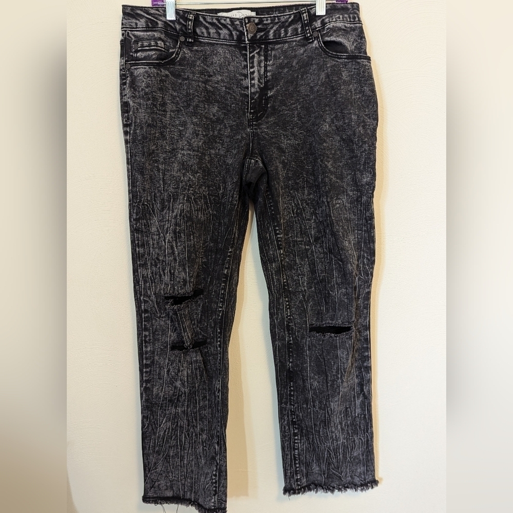 Est. 1946 Denim Women MidRise Distressed Stretch Acid Wash Jeans Raw Hem, 12